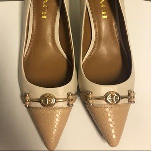 COACH beige small heel shoes. NEW - never worn.